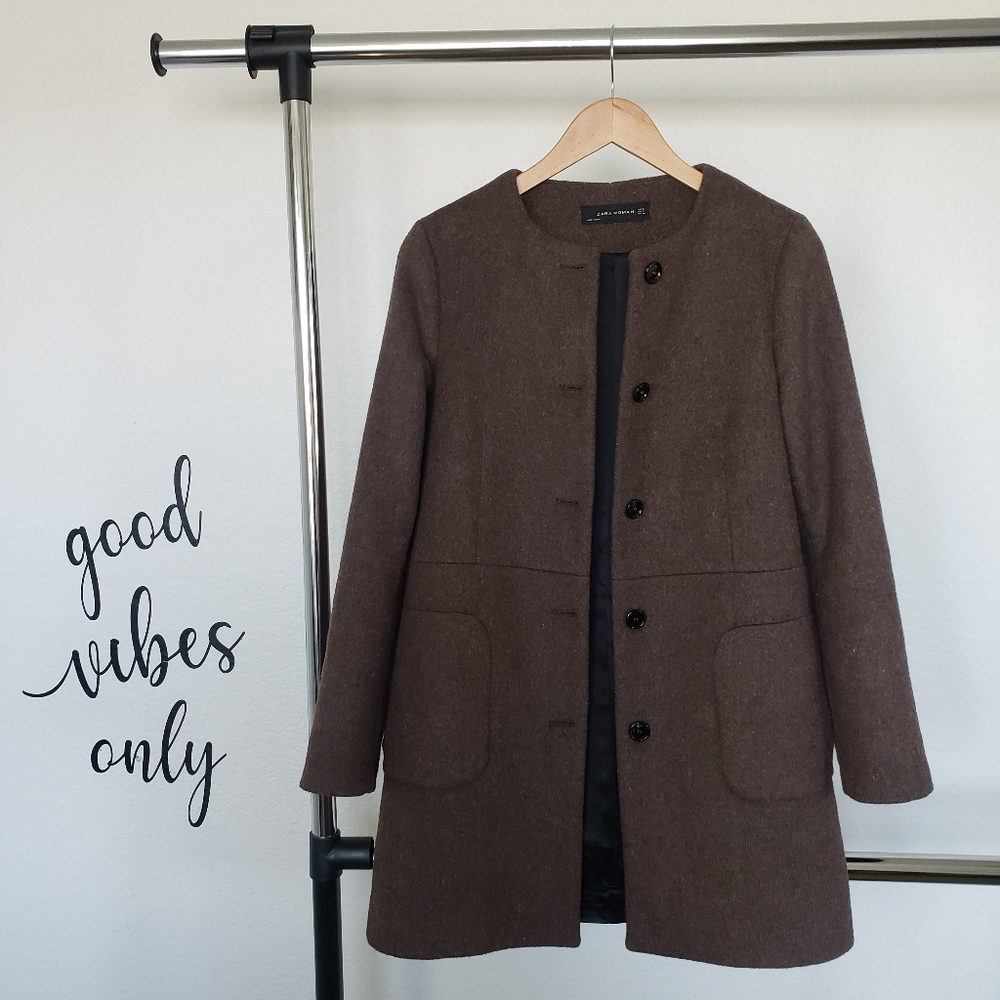 Zara Brown Button Up Coat